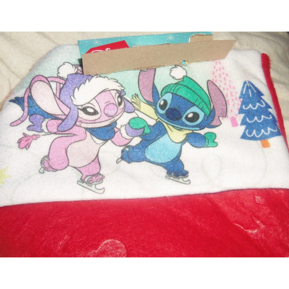 Lilo & Stitch Ice Slating 16" Red felt Christmas Stocking by RUZ - Picture 2 of 3